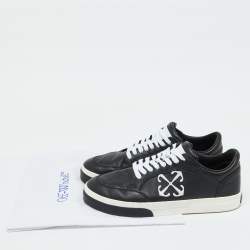 Off-White Black Leather Vulcanized Low Top Sneakers Size 44