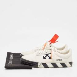 Off-White White Canvas and Suede Vulc Lace Up Sneakers Size 44