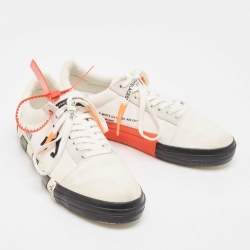 Off-White White Canvas and Suede Vulc Lace Up Sneakers Size 44