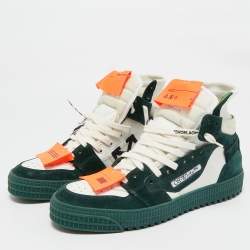 Pre Owned Off-White Green Leather and Suede Court 3.0 High Top Sneakers Size 43
