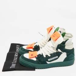 Pre Owned Off-White Green Leather and Suede Court 3.0 High Top Sneakers Size 43