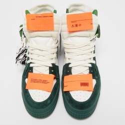 Pre Owned Off-White Green Leather and Suede Court 3.0 High Top Sneakers Size 43