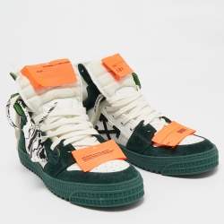Pre Owned Off-White Green Leather and Suede Court 3.0 High Top Sneakers Size 43