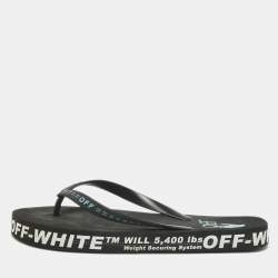 Off-White Black Rubber Logo Thong Slides Size 44