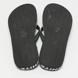 Off-White Black Rubber Logo Thong Slides Size 44