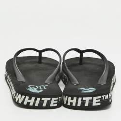 Off-White Black Rubber Logo Thong Slides Size 44