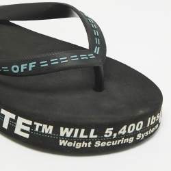 Off-White Black Rubber Logo Thong Slides Size 44
