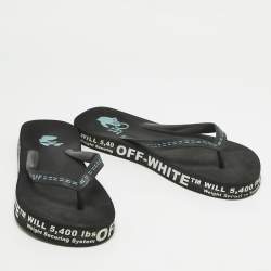 Off-White Black Rubber Logo Thong Slides Size 44