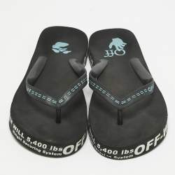 Off-White Black Rubber Logo Thong Slides Size 44