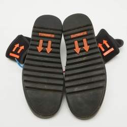 Off-White Black Knit Fabric Moto Wrap Velcro Detailed Sneakers Size 44