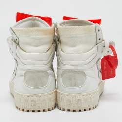 Off-White White/Grey Canvas And Leather Off Court 3.0 High Top Sneakers Size 39