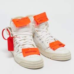 Off-White White/Grey Canvas And Leather Off Court 3.0 High Top Sneakers Size 39