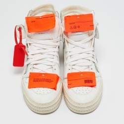 Off-White White/Grey Canvas And Leather Off Court 3.0 High Top Sneakers Size 39