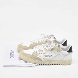 Off-White White/Beige Canvas and Suede 5.0 Low Top Sneakers Size 44