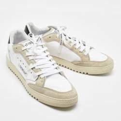 Off-White White/Beige Canvas and Suede 5.0 Low Top Sneakers Size 44