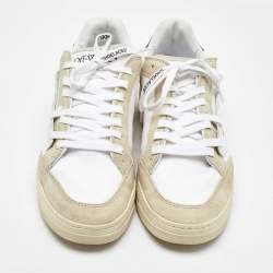 Off-White White/Beige Canvas and Suede 5.0 Low Top Sneakers Size 44