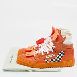 Off-White Orange/White Leather and Canvas Off Court 3.0 High Top Sneakers Size 41