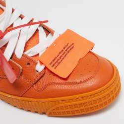 Off-White Orange/White Leather and Canvas Off Court 3.0 High Top Sneakers Size 41