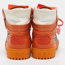 Off-White Orange/White Leather and Canvas Off Court 3.0 High Top Sneakers Size 41