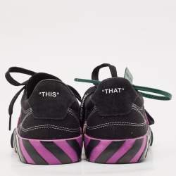 Off-White Black Canvas and Suede Vulcanized Low Top Sneakers Size 40