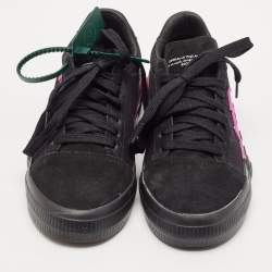 Off-White Black Canvas and Suede Vulcanized Low Top Sneakers Size 40