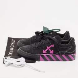 Off-White Black Canvas and Suede Vulcanized Low Top Sneakers Size 40