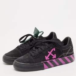 Off-White Black Canvas and Suede Vulcanized Low Top Sneakers Size 40