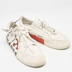 Off-White White Canvas Vulcanised Lace Up Sneakers Size 43