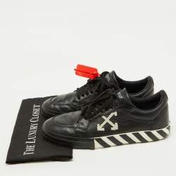 Off-White c/o Virgil Abloh Black Leather Vulcanized Low Top Sneakers Size 45