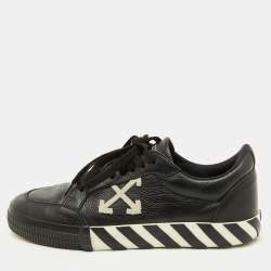 Off-White c/o Virgil Abloh Black Leather Vulcanized Low Top Sneakers Size 45