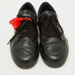 Off-White c/o Virgil Abloh Black Leather Vulcanized Low Top Sneakers Size 45