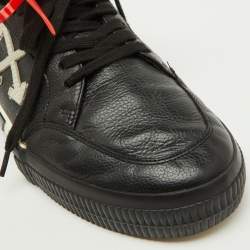 Off-White c/o Virgil Abloh Black Leather Vulcanized Low Top Sneakers Size 45