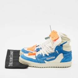 Off-White Blue/White Canvas and Leather 3.0 Off Court High Top Sneakers Size 45