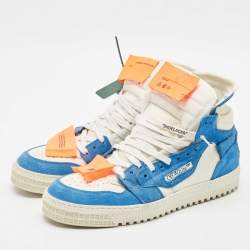 Off-White Blue/White Canvas and Leather 3.0 Off Court High Top Sneakers Size 45