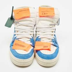 Off-White Blue/White Canvas and Leather 3.0 Off Court High Top Sneakers Size 45
