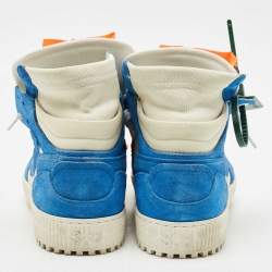 Off-White Blue/White Canvas and Leather 3.0 Off Court High Top Sneakers Size 45