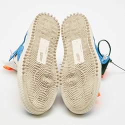 Off-White Blue/White Canvas and Leather 3.0 Off Court High Top Sneakers Size 45
