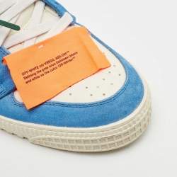 Off-White Blue/White Canvas and Leather 3.0 Off Court High Top Sneakers Size 45