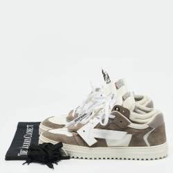 Off-White White/Grey Leather and Suede Out of Office Low Top Sneakers Size 45