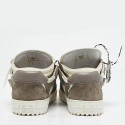 Off-White White/Grey Leather and Suede Out of Office Low Top Sneakers Size 45