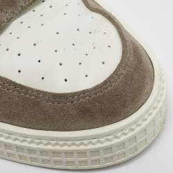 Off-White White/Grey Leather and Suede Out of Office Low Top Sneakers Size 45