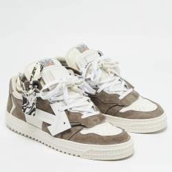 Off-White White/Grey Leather and Suede Out of Office Low Top Sneakers Size 45
