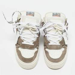Off-White White/Grey Leather and Suede Out of Office Low Top Sneakers Size 45
