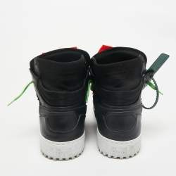 Off-White Black Canvas and Leather Court 3.0  High Top Sneakers Size 45