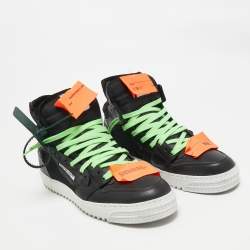 Off-White Black Canvas and Leather Court 3.0  High Top Sneakers Size 45