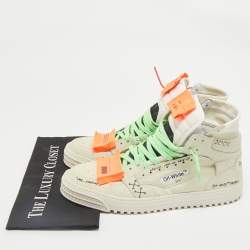 Off-White Cream Nubuck Leather Off-Court 3.0 High Top Sneakers Size 45