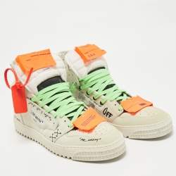 Off-White Cream Nubuck Leather Off-Court 3.0 High Top Sneakers Size 45