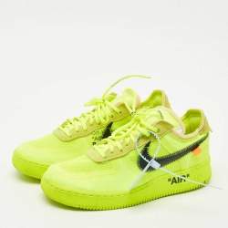 Off-White x Nike Green Mesh and Suede Force 1 Low White Volt Sneakers Size 42.5