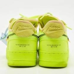 Off-White x Nike Green Mesh and Suede Force 1 Low White Volt Sneakers Size 42.5