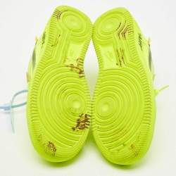 Off-White x Nike Green Mesh and Suede Force 1 Low White Volt Sneakers Size 42.5
